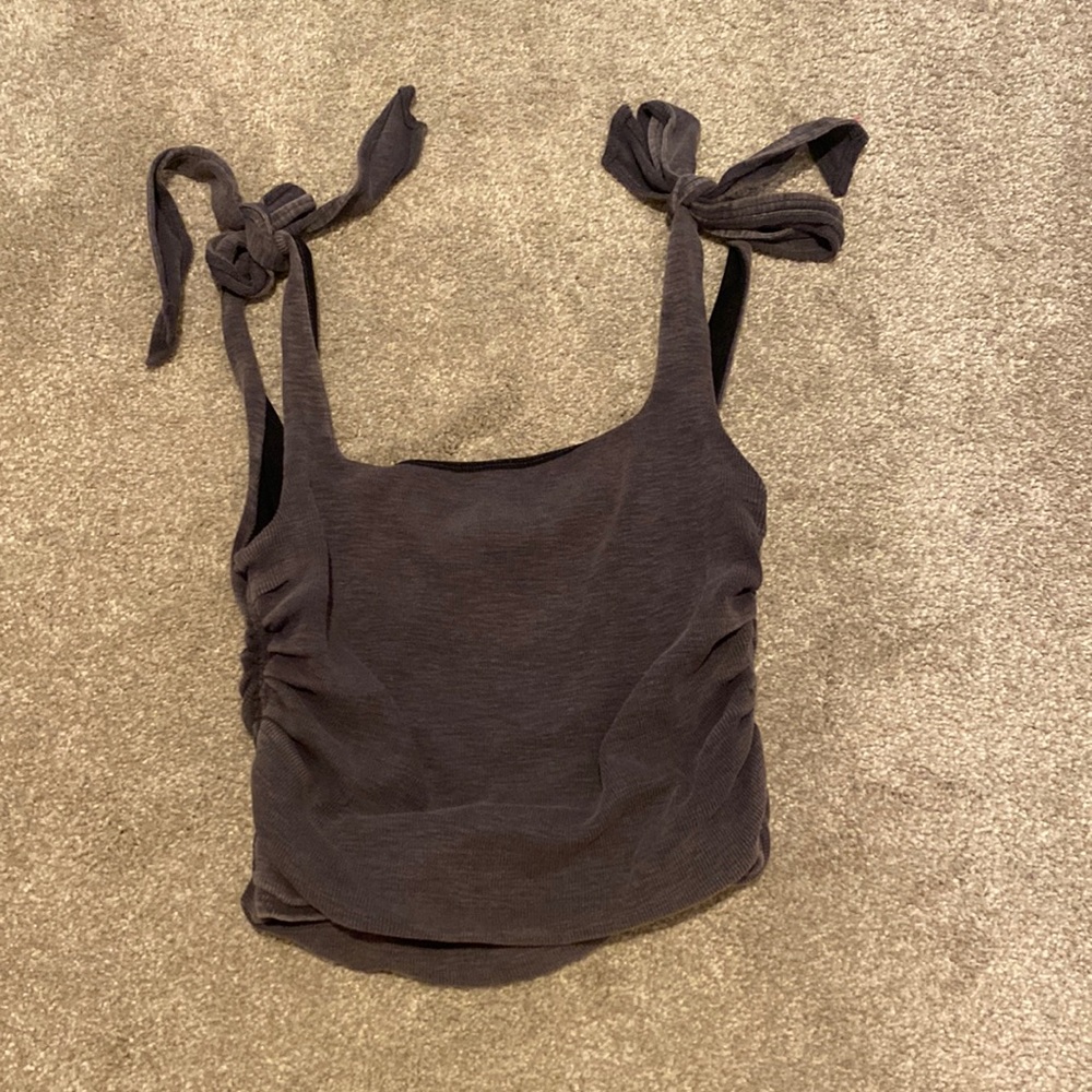 Charcoal Grey Free People Boulevard Tank Top